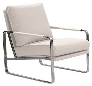 Fauteuil en similicuir et pieds en acier Blanc - Cuir synthétique - Textile - 67 x 89 x 100 cm