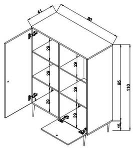 Kommode Astrion Braun - Holz teilmassiv - 40 x 110 x 90 cm