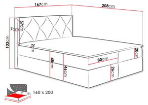 Boxspringbett Crystal Nachtblau - Breite: 167 cm