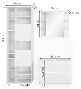 Badmöbelset Ilias Weiß 3er Set Weiß - 80 x 64 x 33 cm