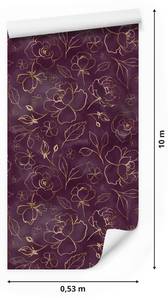 Tapete BLUMEN Rosen Abstraktion Line Art Beige - Braun - Violett - Papier - Textil - 53 x 1000 x 1000 cm