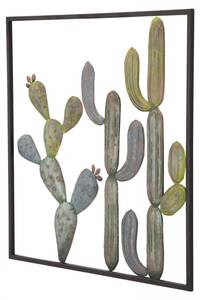 Tafel mit Kaktus Grün - Metall - 50 x 50 x 2 cm
