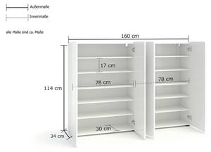 Schuhschrank Ddilorenz Hochglanz Cremeweiß