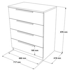 Commode LOREL COD72 4D Beige - Bois manufacturé - Matière plastique - 72 x 88 x 42 cm