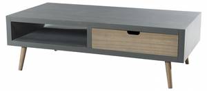 Table basse grise 1 niche 2 tiroirs Gris - Bois manufacturé - 60 x 38 x 120 cm