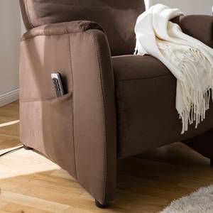 Fauteuil TV Coy Microfibre - Marron - Réglage électrique : 2 moteurs avec câble