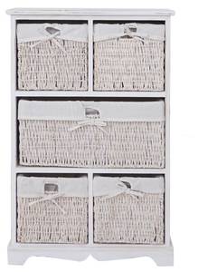 Commode Dundee 5 tiroirs style shabby Blanc - Bois/Imitation - En partie en bois massif - 60 x 90 x 30 cm