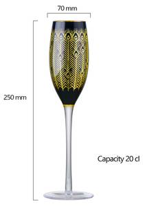 Midnight Peacock Champagnerflöten x2 Schwarz - Glas - 7 x 25 x 7 cm