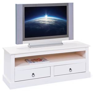 Table de télévision Pall Blanc - Bois massif - 118 x 45 x 39 cm