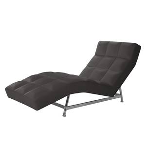 Chaise de relaxation Benita Cuir véritable - Cuir véritable Nuri : Anthracite