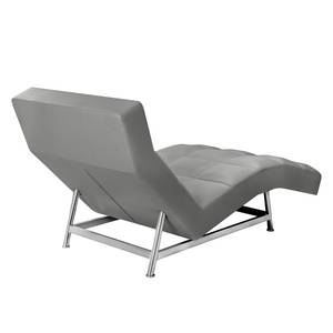 Chaise de relaxation Benita Cuir véritable - Cuir véritable Nuri : Gris clair