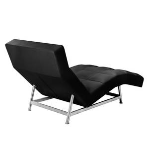 Chaise de relaxation Benita Cuir véritable - Cuir véritable Nuri : Noir