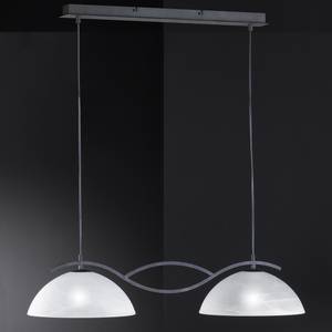 Hanglamp Pastille II glas/metaal - 2 lichtbronnen - Wit/zwart