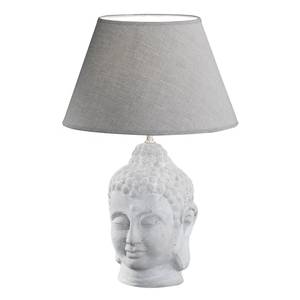 Tischleuchte Buddha-Head Mischgewebe / Keramik - 1-flammig - Grau