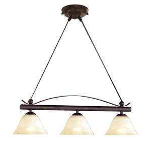 Hanglamp Coloniale glas/ijzer - 3 lichtbronnen
