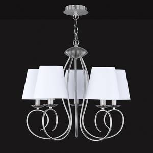 Suspension Twist Tissu / Fer - 5 ampoules - Blanc / Chrome