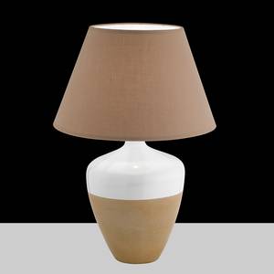 Tafellamp Derby geweven stof/keramiek - 1 lichtbron - Lichtbruin/wit