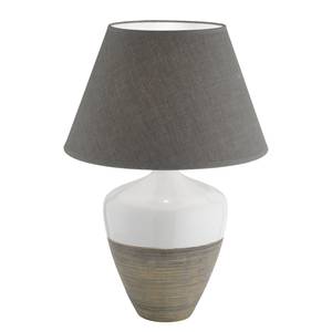 Lampe Derby Tissu / Céramique - 1 ampoule - Marron / Blanc
