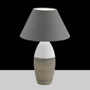 Tafellamp Bedford geweven stof/keramiek - 1 lichtbron - Bruin/wit