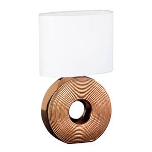Tafellamp Eye geweven stof/keramiek - 1 lichtbron - Koperkleurig/wit - Breedte: 22 cm
