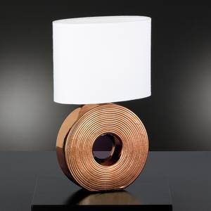 Tischleuchte Eye Webstoff / Keramik - 1-flammig - Kupfer / Weiß - Breite: 22 cm