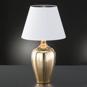 Tafellamp Belly geweven stof/keramiek - 1 lichtbron - Wit/goudkleurig
