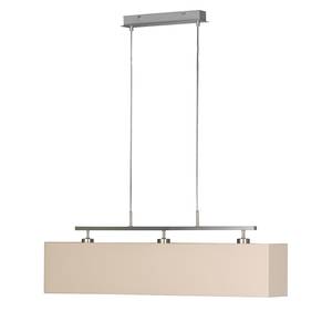 Suspension Casta Tissu / Fer - 3 ampoules - Beige / Chrome