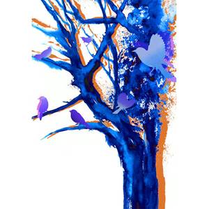 Flächenvorhang Baum der Vögel Blau