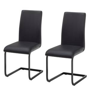 Chaise Cantilever Bjora Imitation cuir - Noir - Lot de 2