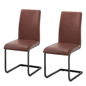 Chaise Cantilever Bjora Imitation cuir - Marron vintage - Lot de 2