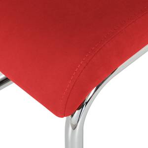 Chaise cantilever Claras Tissu - Rouge - Lot de 2