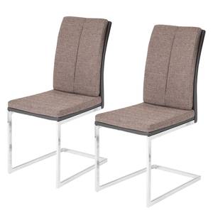 Sledestoelen De Lamere (2-delige set) geweven stof/metaal - lichtbruin