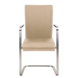 Sledestoelen Fizz (2-delige set) echt leer/roestvrij staal - Beige - Met armleuningen