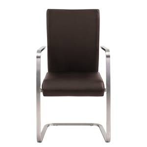 Chaises cantilever Fizz (lot de 2) Cuir véritable / Acier inoxydable - Marron - Avec accoudoirs