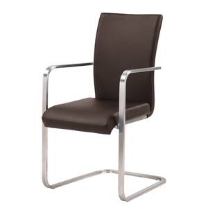 Chaises cantilever Fizz (lot de 2) Cuir véritable / Acier inoxydable - Marron - Avec accoudoirs