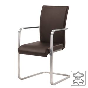 Chaises cantilever Fizz (lot de 2) Cuir véritable / Acier inoxydable - Marron - Avec accoudoirs