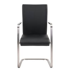 Chaises cantilever Fizz (lot de 2) Imitation cuir / Acier inoxydable - Noir - Avec accoudoirs