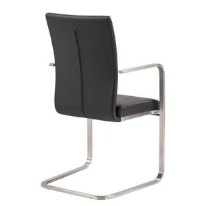 Chaises cantilever Fizz (lot de 2) Imitation cuir / Acier inoxydable - Noir - Avec accoudoirs