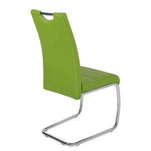 Chaise cantilever La Paz Imitation cuir / Métal - Chrome - Vert pomme - Lot de 2