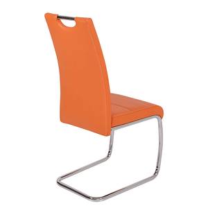 Chaise cantilever La Paz Imitation cuir / Métal - Chrome - Orange - Lot de 2