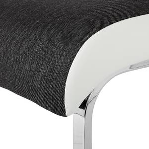 Chaises cantilever Marcia (lot de 2) Tissu noire / Imitation cuir blanc