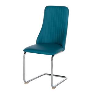 Chaises cantilever Mialena (lot de 2) Imitation cuir - Bleu pétrole