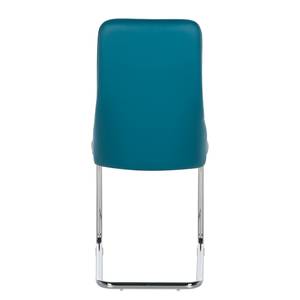 Chaises cantilever Mialena (lot de 2) Imitation cuir - Bleu pétrole