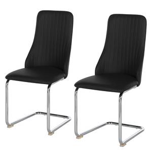 Chaises cantilever Mialena (lot de 2) Imitation cuir - Noir