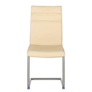 Chaises cantilever Nando (lot de 2) Cuir véritable - Beige