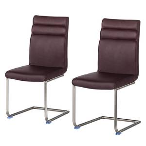 Chaises cantilever Nando (lot de 2) Cuir véritable - Marron foncé