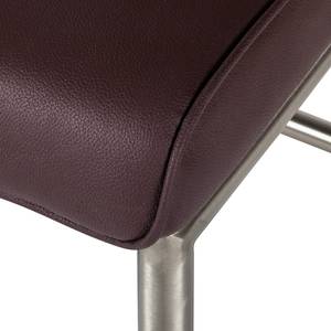 Chaises cantilever Nando (lot de 2) Cuir véritable - Marron foncé