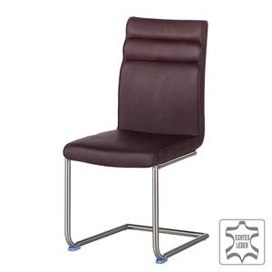 Chaises cantilever Nando (lot de 2) Cuir véritable - Marron foncé