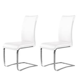 Chaises cantilever Nando (lot de 2) Imitation cuir Blanc