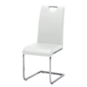 Chaise cantilever Pasala Imitation cuir - Blanc - Lot de 2